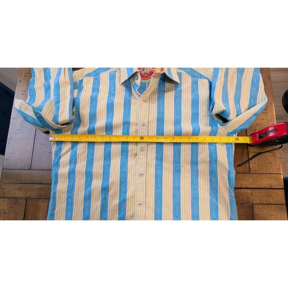 Robert Graham Vertical Striped Long Sleeve Button Up Shirt Large Flip Cuff - Picture 9 of 11